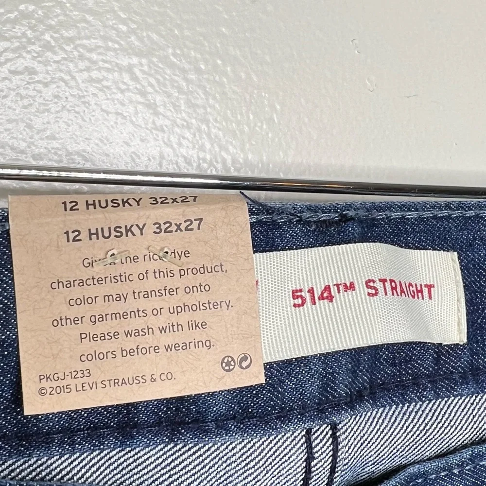 Levi’s 514 Straight Leg Denim Jeans Kids Boys 12 Husky 32” x 27” NEW